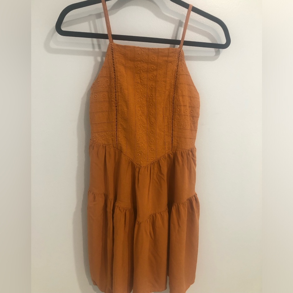 Wild Fable Women's Sleeveless Tiered Skater Dress Size S Burnt Orange/Rust